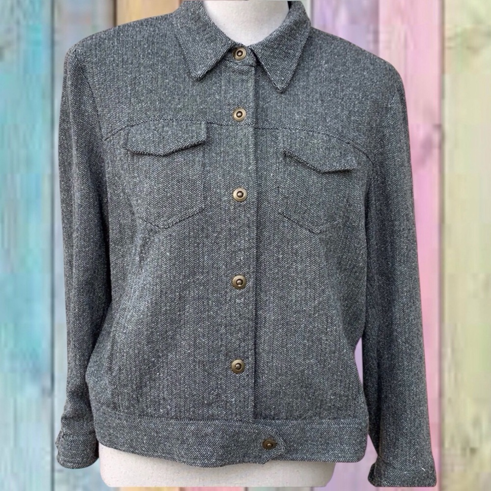 Liz Claiborne Charcoal Gray Lined Collar Jacket - Picture 1 of 11